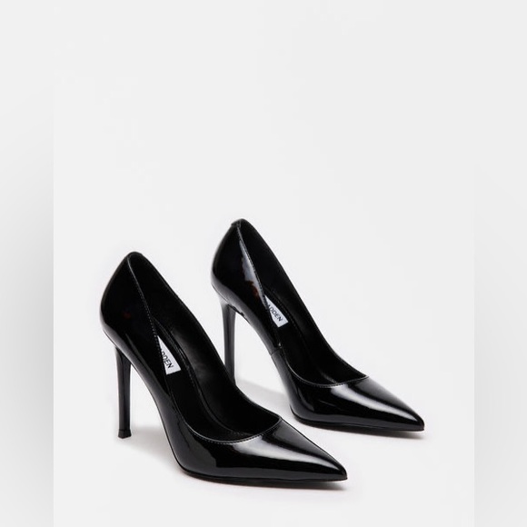 STEVE MADDEN Evelyn Black Patent Leather Pumps Heels Sleek Sexy Chic Shoes Sz 8 - Picture 3 of 16